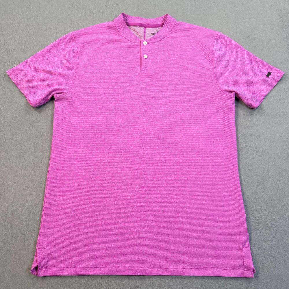 Nike AeroReact Tiger Woods Shirt Mens Medium Pink Short Sleeve Golf Athletic Top